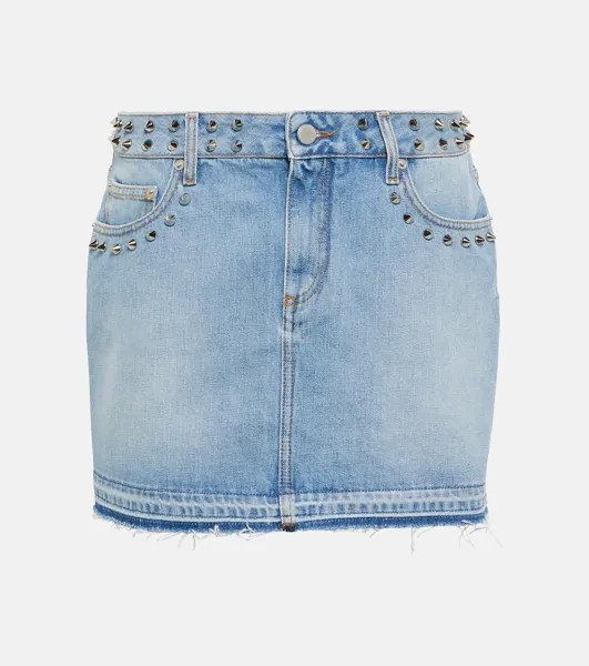 Украшенная джинсовая мини-юбка ALESSANDRA RICH, синий