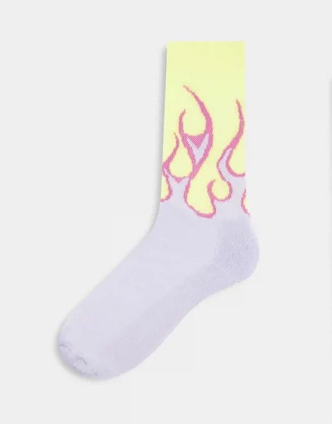 Спортивные носки в пастельных тонах с рисунком в виде пламени ASOS DESIGN-Многоцветный