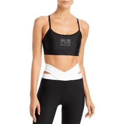 PE Nation Womens Black Fitness Performance Yoga Sports Bra Athletic S BHFO 6437