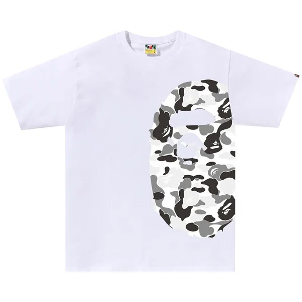 BAPE ABC Камуфляжная футболка с изображением головы большой обезьяны, цвет Белый/Серый