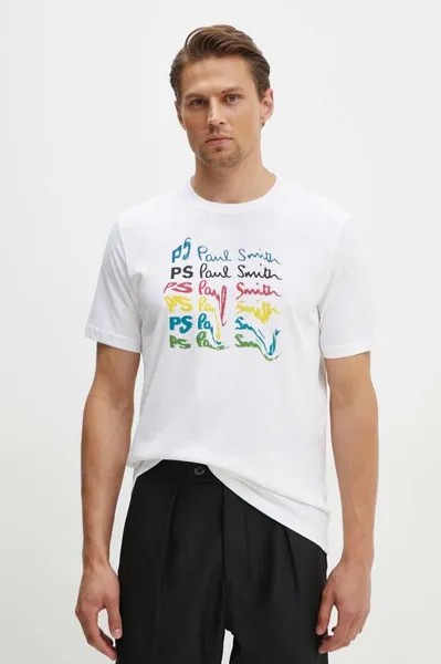 Хлопковая футболка PS Paul Smith, белый