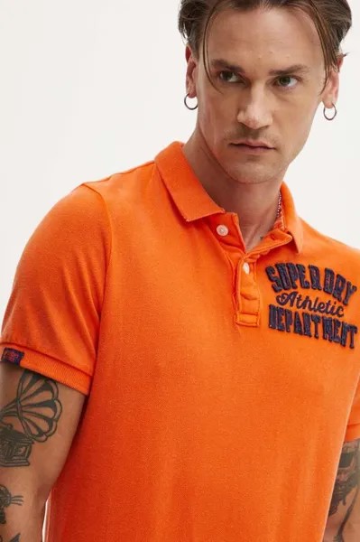 Хлопковое поло Superdry, оранжевый