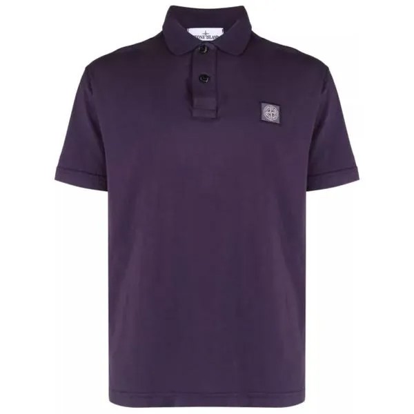 Футболка logo-patch short-sleeved polo shirt Stone Island, фиолетовый