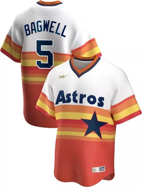 Мужской темно-синий пуловер с v-образным вырезом Nike Houston Astros Jeff Bagwell #5 Cooperstown