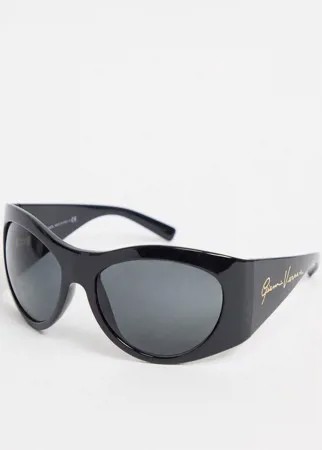Черные большие круглые солнцезащитные очки Versace 0VE4392-Черный цвет