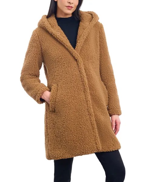 Женское плюшевое пальто с капюшоном и пуговицами спереди BCBGeneration