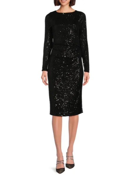 Платье миди с пайетками Calvin Klein, черный