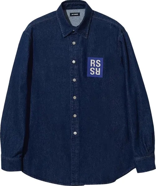 Рубашка Raf Simons Logo Patch Denim Shirt 'Blue', синий