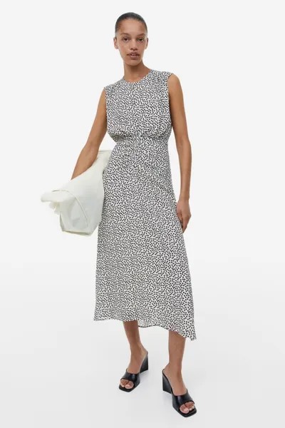 Шифоновое платье с рисунком H&M, кремовый/точечный