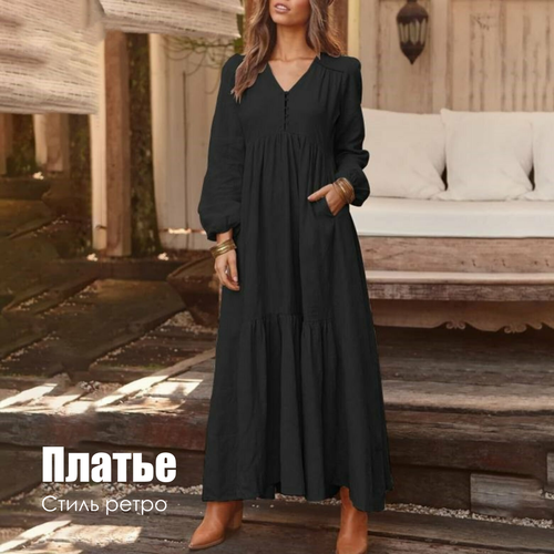 Платье , размер L, черный