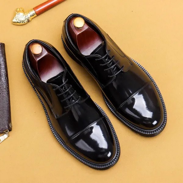 Туфли дерби мужские из лакированной кожи, роскошные дизайнерские черные повседневные деловые туфли под костюм, свадебная обувь, 2023
