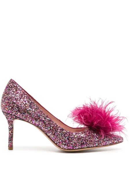 Kate Spade туфли с перьями и блестками, розовый