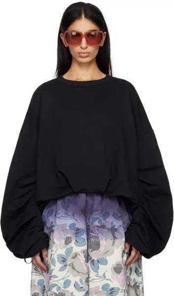 Черный свитшот с драпировкой Dries Van Noten
