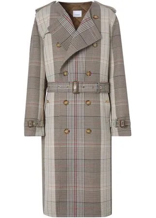 Burberry клетчатый тренч со стеганой вставкой