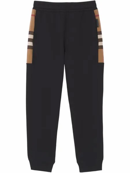 Burberry спортивные брюки со вставками в клетку, черный