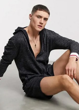 Черный короткий кигуруми в рубчик и в полоску ASOS DESIGN-Черный цвет