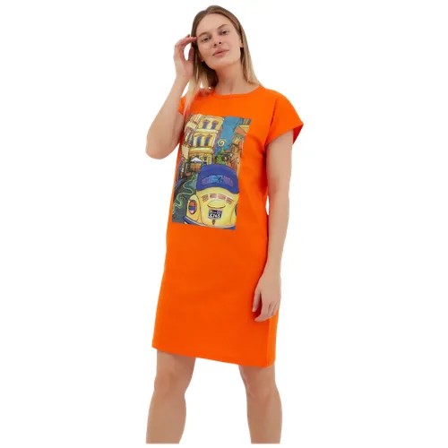Платье женское домашнее, цвет оранжевый, размер 44