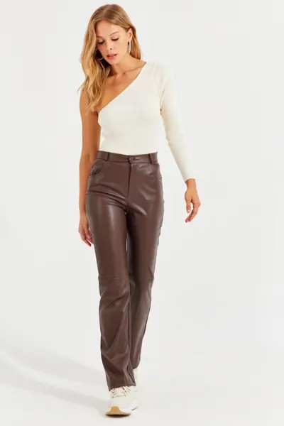 Женские коричневые брюки из искусственной кожи NH72 Cool & Sexy, коричневый