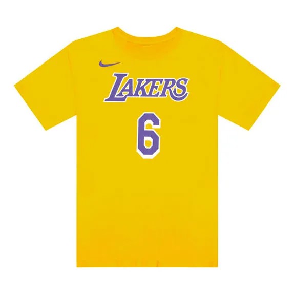 Футболка Men's Nike NBA Lakers Lebron James No. 6 Casual Breathable Sports Short Sleeve Yellow T-Shirt, желтый