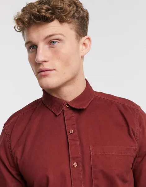 Рыжая однотонная рубашка из твила New Look-Коричневый цвет