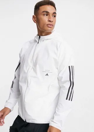 Белая олимпийка с капюшоном adidas-Белый