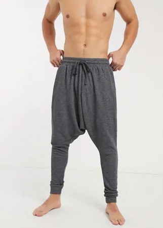 Черные штаны от пижамы с заниженным клином ASOS DESIGN-Черный