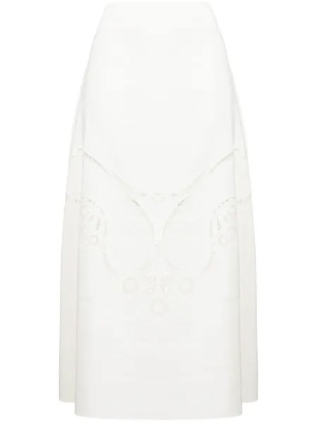 Chloé high-waisted embroidered-design skirt, белый