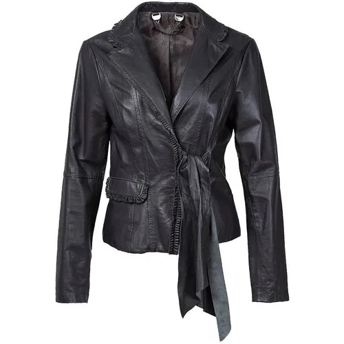 Кожаная куртка  AnnaRita N, средней длины, размер 44, серый