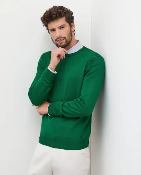 Rumford мужской свитер из бритой шерсти мериноса с круглым вырезом RUMFORD, зеленый