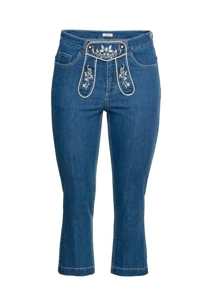 Традиционные джинсы длиной 7/8 с нагрудником и вышивкой sheego, цвет Blue Denim