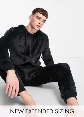 Черный флисовый комбинезон ASOS DESIGN-Черный цвет