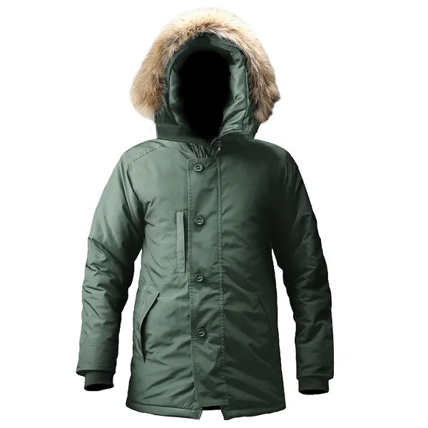 Куртка-бомбер N3B Мужская зимняя, ветровка в стиле милитари, длинное пальто Канады, с воротником из натурального меха, плотная теплая водонепроницаемая тактическая парка