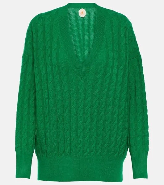 Кашемировый свитер косой вязки Jardin Des Orangers, зеленый