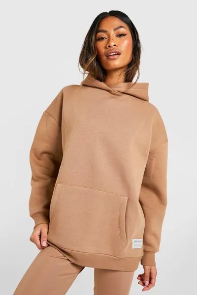 Худи оверсайз dsgn studio slogan Boohoo, серо-коричневый
