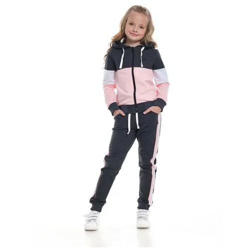 Спортивный костюм для девочки Mini Maxi, модель 7679, цвет розовый/серый/черный, размер 122