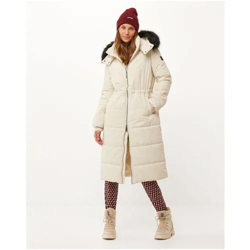 Куртка  MEXX, демисезон/зима, удлиненная, силуэт полуприлегающий, капюшон, съемный мех, размер M, белый
