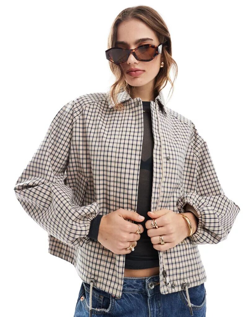 Темно-синяя куртка в клетку с непромокаемой кулиской Barbour Charlene