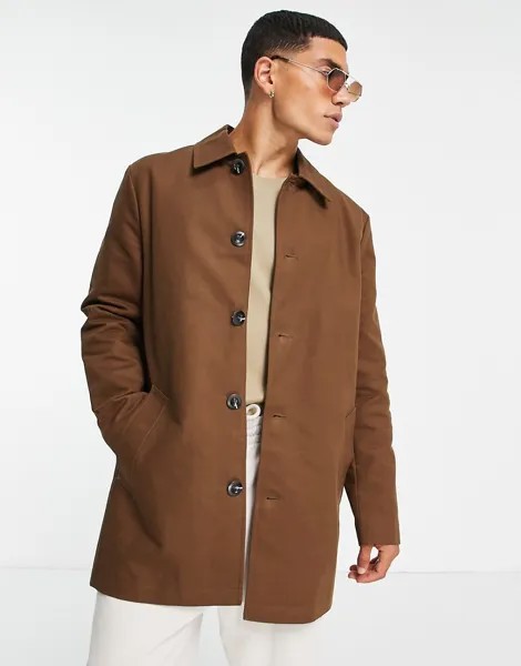 Коричневый непромокаемый тренч ASOS DESIGN-Коричневый цвет