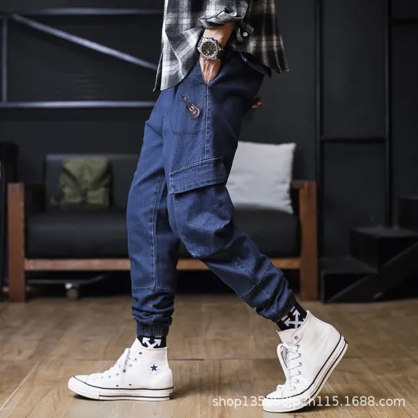 Джинсы-карго Prowow мужские свободные, Модные Винтажные дизайнерские брюки из денима, шаровары в стиле хип-хоп, джоггеры, осень 2021