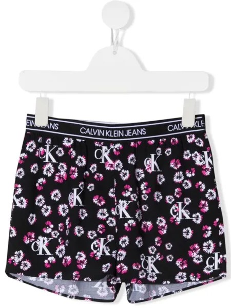 Calvin Klein Kids шорты с логотипом и цветочным принтом