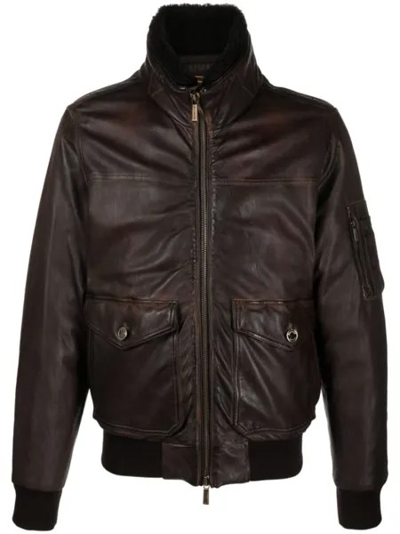 Moorer Folco-PE1 leather bomber jacket, коричневый