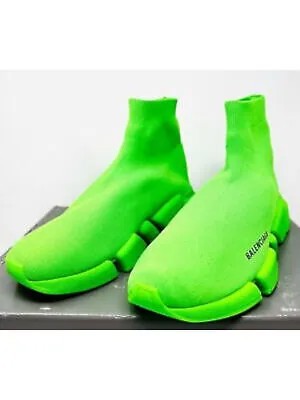 BALENCIAGA Mens Green Logo Speed 2.0 Round Toe Slip On Athletic Sneakers 13