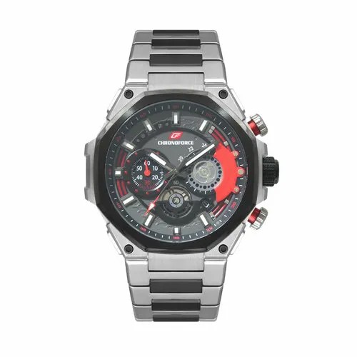 Наручные часы Chronoforce CF5340 GSSB RED, серебристый/черный/красный