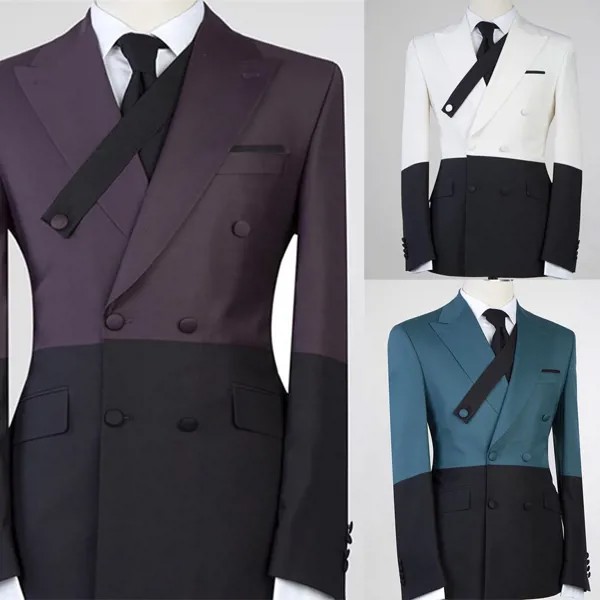 Мужские смокинги с вышивкой двух цветов, повседневный Блейзер на заказ, деловые официальные костюмы для шафера, куртка, 1 шт.