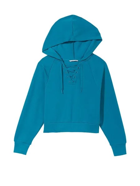 Худи Victoria's Secret Cotton Fleece Lace-Up, бирюзовый