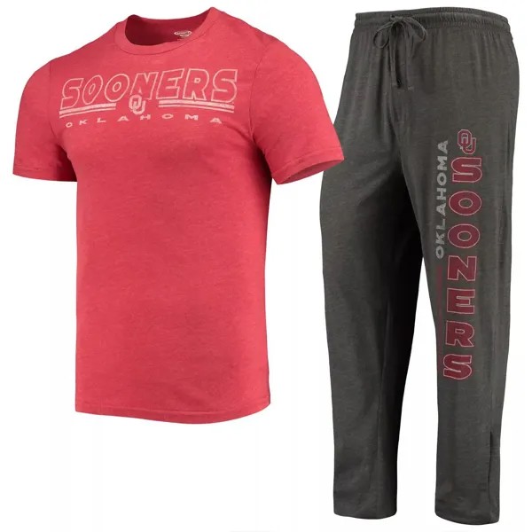 Мужская футболка и брюки для сна с принтом «Concepts» темно-серого/малинового цвета «Оклахома Сунерс Метр»