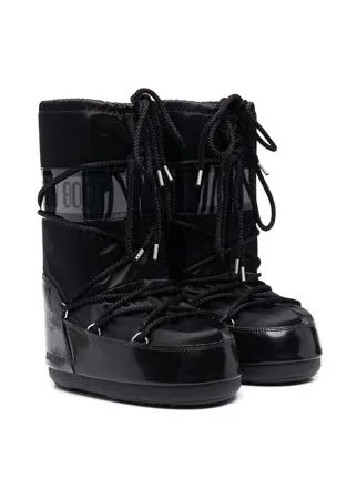 Moon Boot Kids САПОГИ ICON JUNIOR GLANCE BLACK SATIN