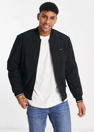 Черный двусторонний бомбер средней плотности с логотипом и флагом Tommy Hilfiger-Черный цвет