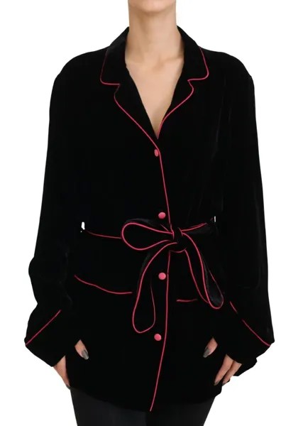 DOLCE - GABBANA Куртка Вискозный черный блейзер на пуговицах с поясом IT46/US12/XL 2180usd