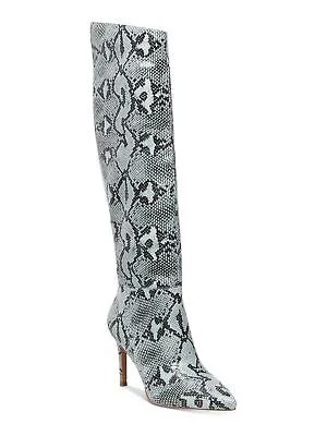 STEVE MADDEN Женские светло-голубые сапоги Kimari из змеиной кожи с острым носком на шпильке, размер 7,5 м